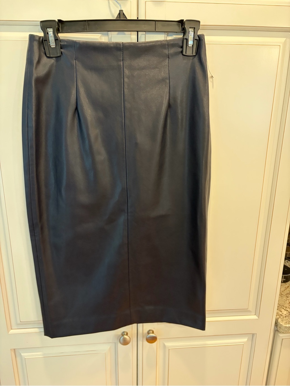 Zara Navy Leather Pencil Skirt